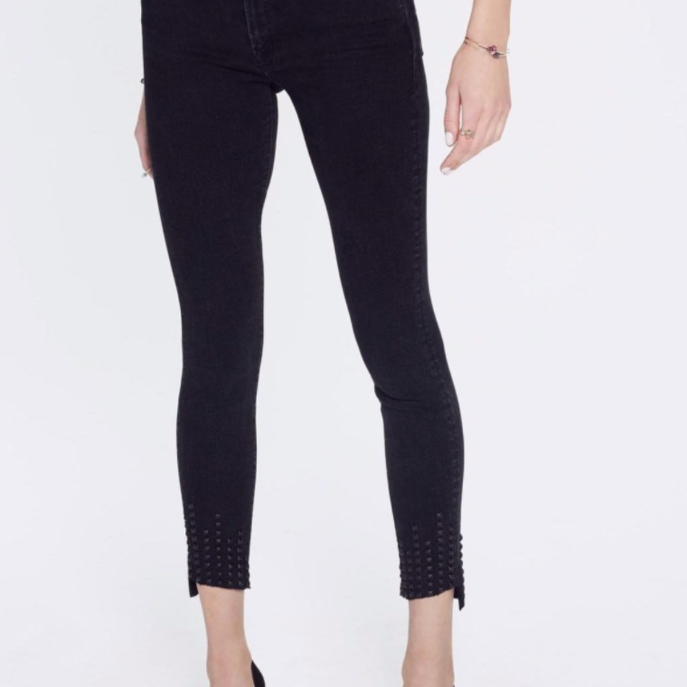 MOTHER Studded Denim Ankle Fray